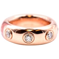 18 Karat Rose Gold Bezel Set Diamond High Polish Band