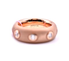 18 Karat Rose Gold Bezel Set Diamond Satin Finish Band