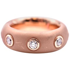 18 Karat Rose Gold Bezel Set Diamond Satin Finish Band 18 Karat Rose Gold Bezel Set Diamond Satin Finish Band