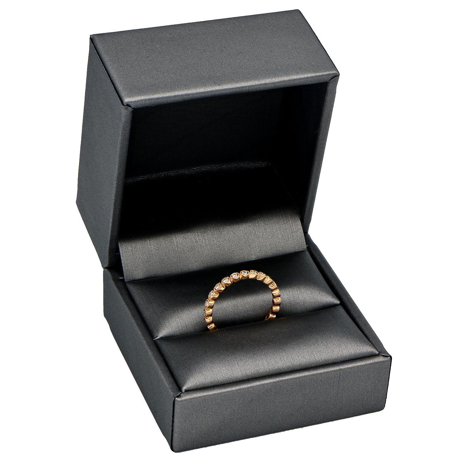 Contemporary 18 Karat Rose Gold Bezel Set Eternity Ring For Sale