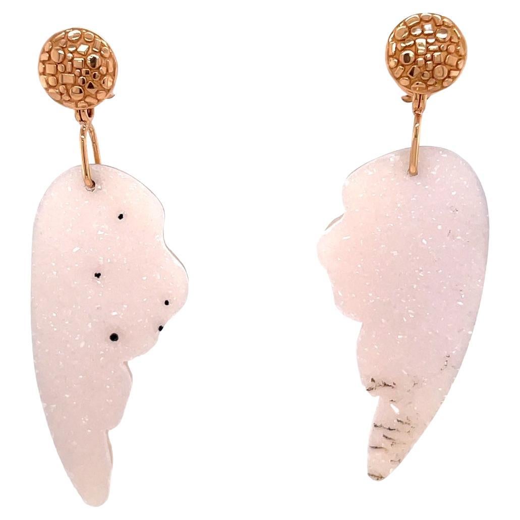 18k Rose Gold Bits and Pieces Studs with 18k Rose Gold White Druzy Wing Jackets