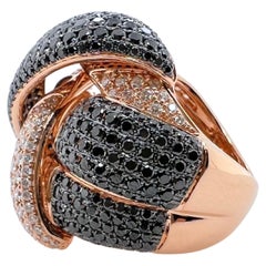 18k Rose Gold Black and White Diamond Knot Ring