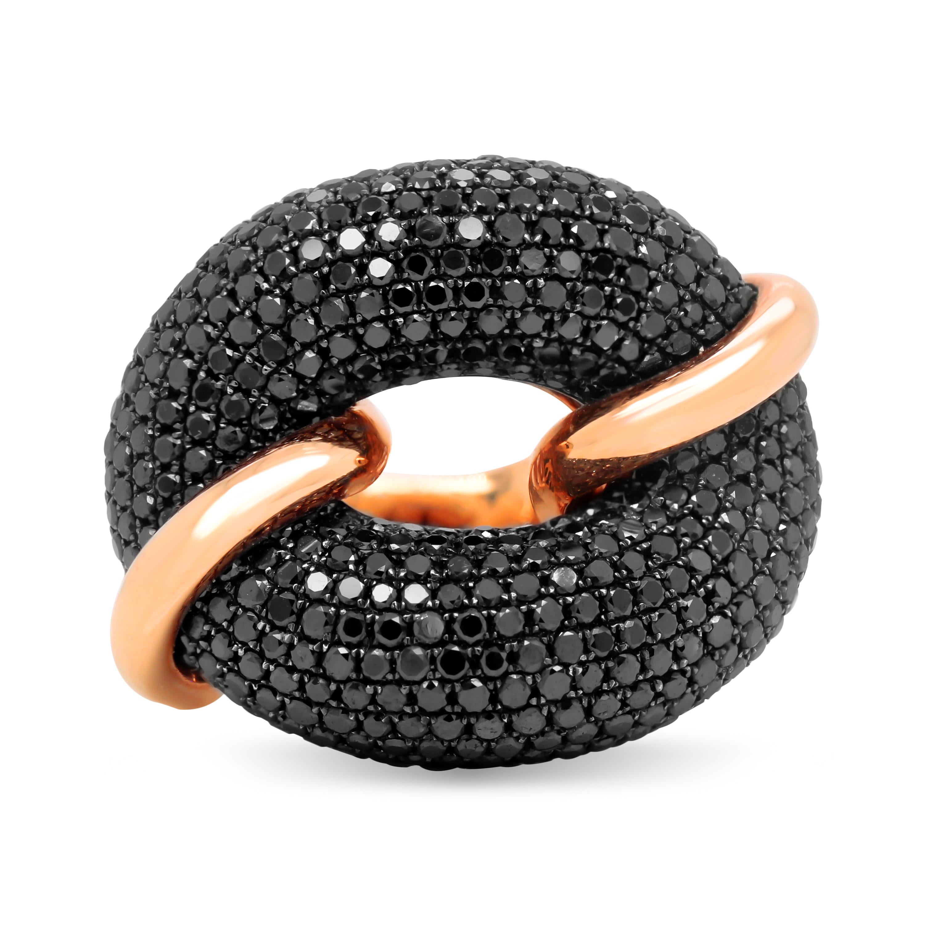 rose gold band with black diamonds