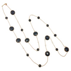 Lange Halskette aus 18 Karat Roségold mit schwarzem Onyx und Diamant