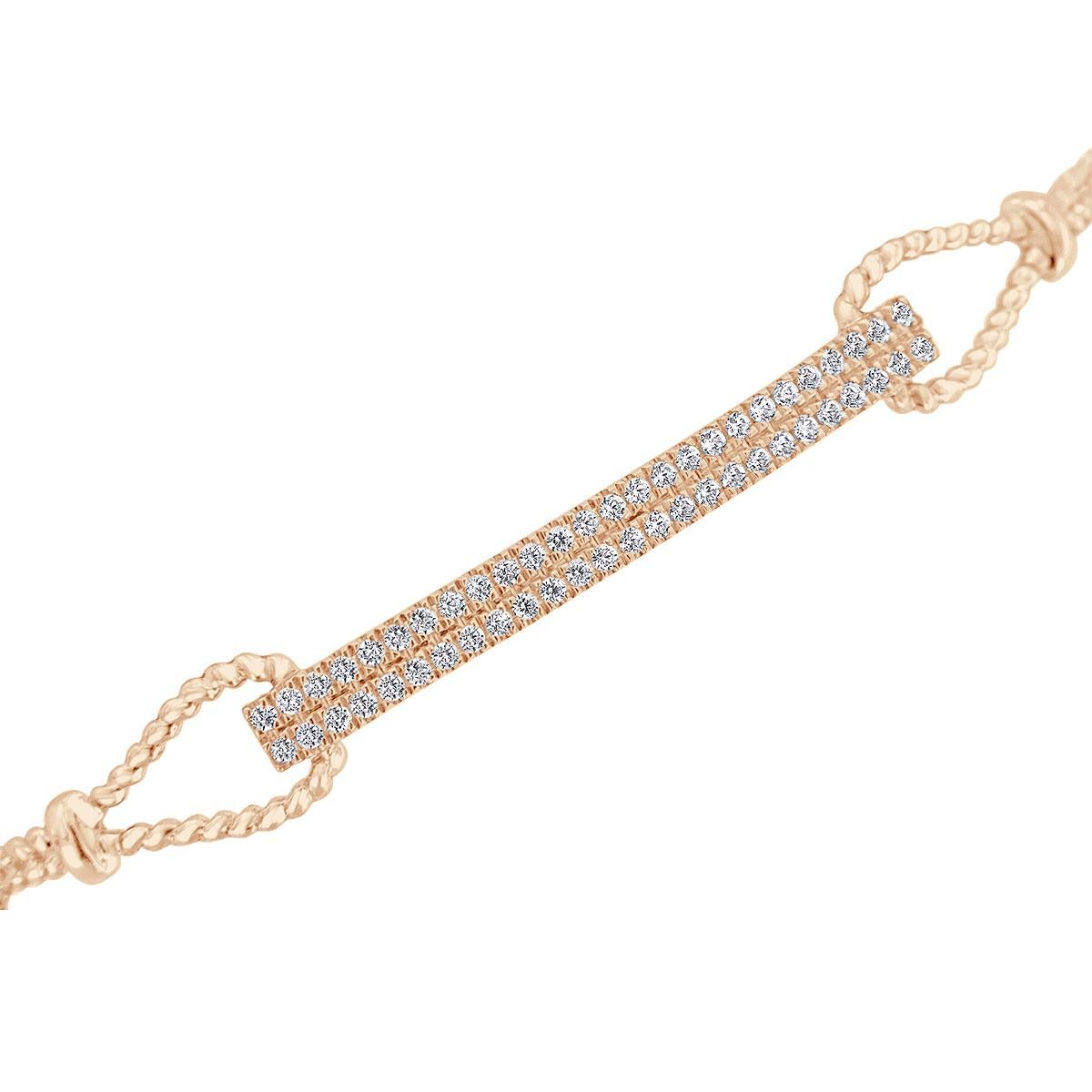 Round Cut 18k Rose Gold Bolo Diamond Bracelet '1/2 ct. tw' For Sale