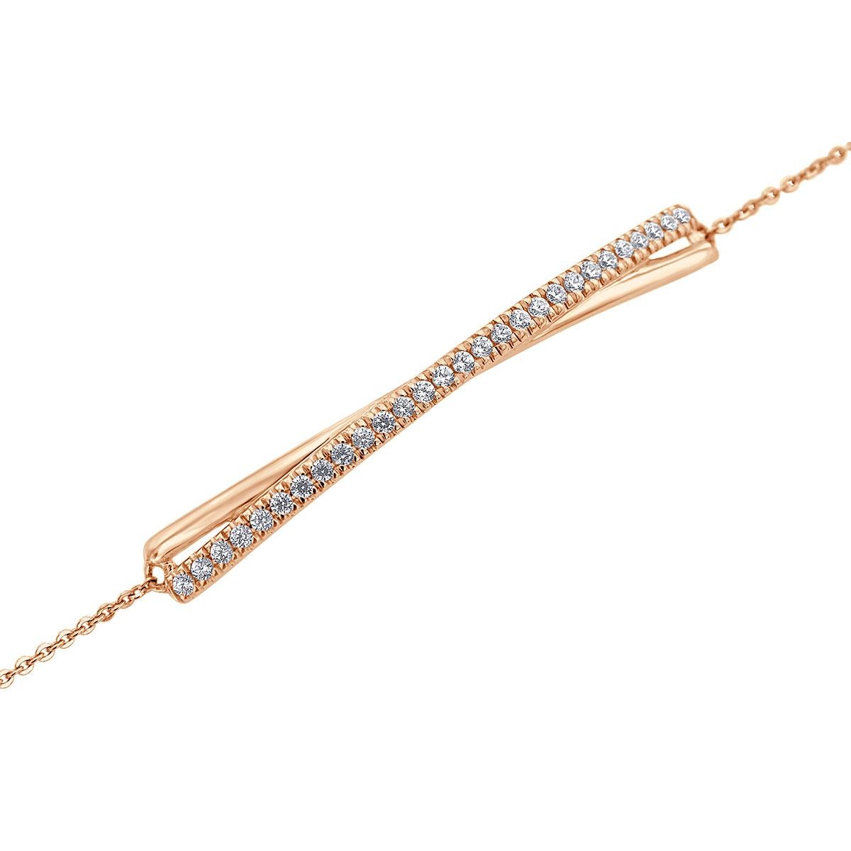 Round Cut 18k Rose Gold Bolo Diamond Bracelet '2/5 Ct. Tw' For Sale