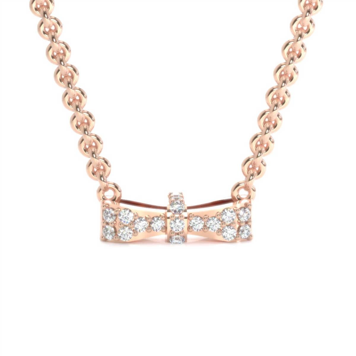 18 Karat Roségold Diamant-Halskette mit Schleifenband '1/5 Karat' (Rundschliff) im Angebot