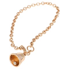 18K Rose Gold Bracelet with Diamond Pavé Bell Charm