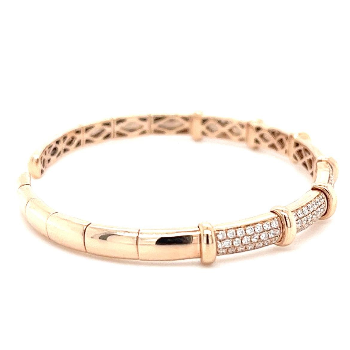 Modern 18K Rose Gold Bracelet with Diamonds For Sale