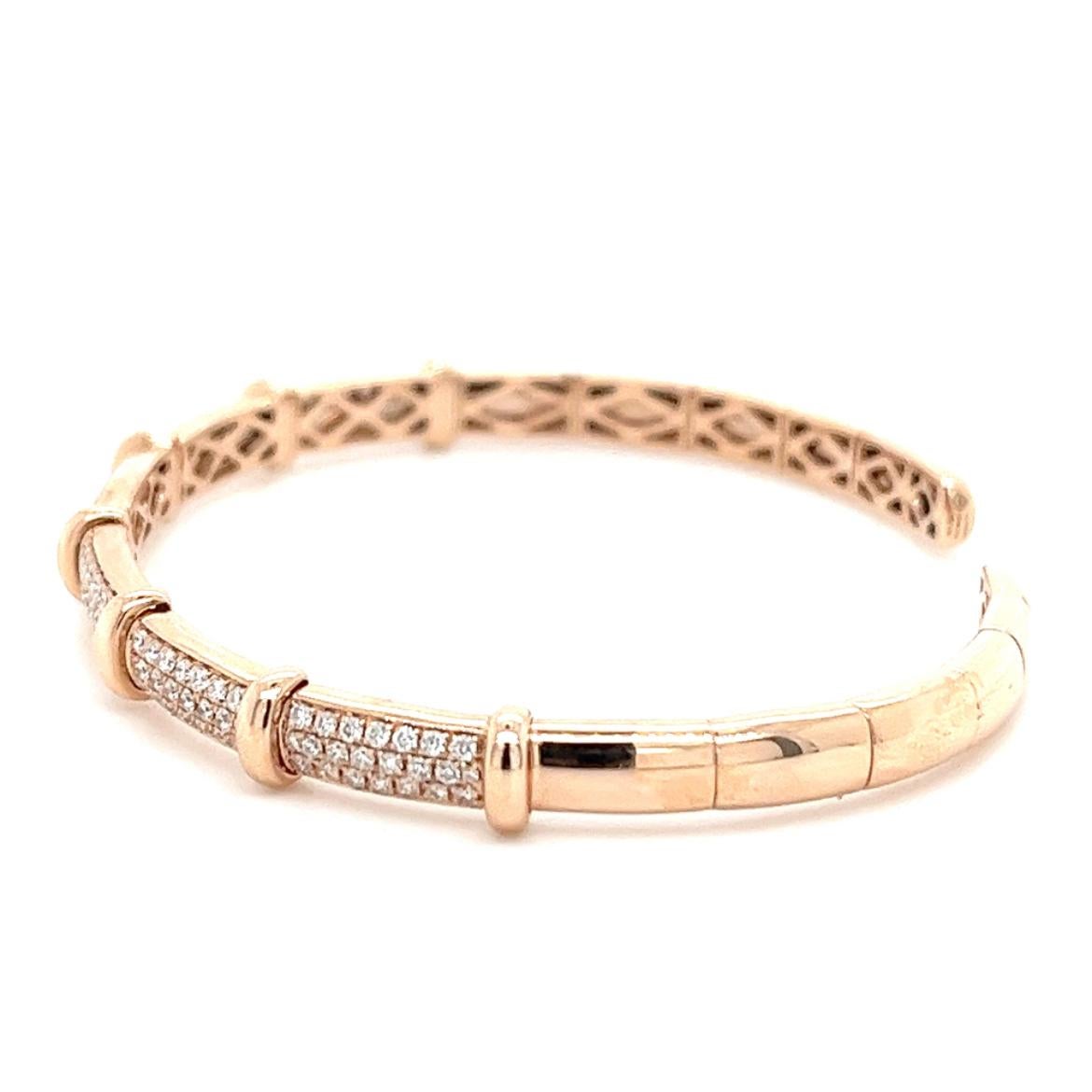 Round Cut 18K Rose Gold Bracelet with Diamonds For Sale