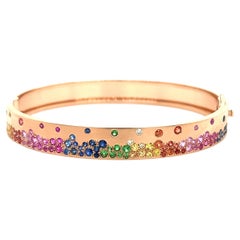 18K Rose Gold Bracelet with Multi-Color Gemstones and Diamonds