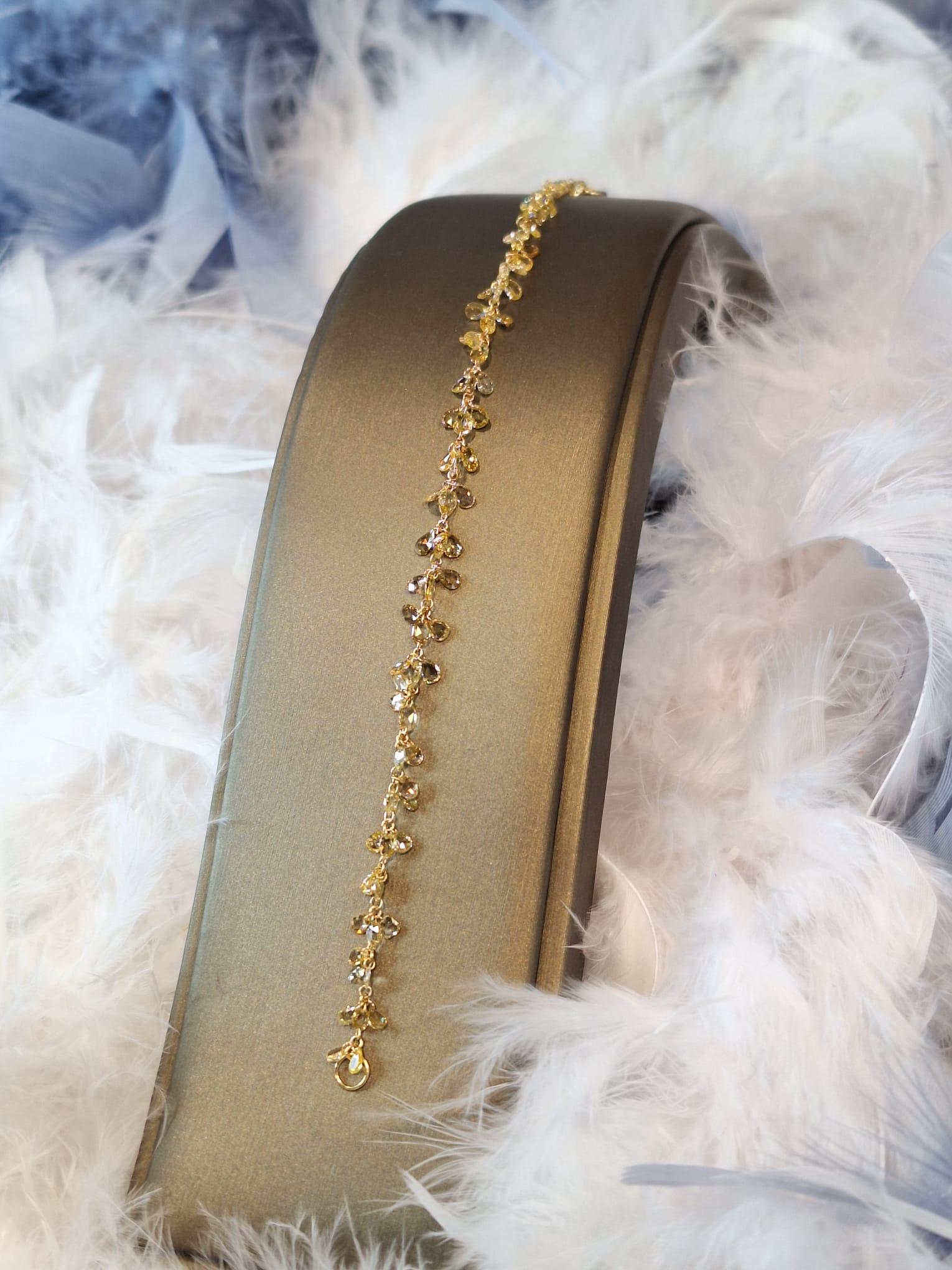 Bracelet en or rose 18 carats avec saphir orange et tourmaline Pour femmes en vente