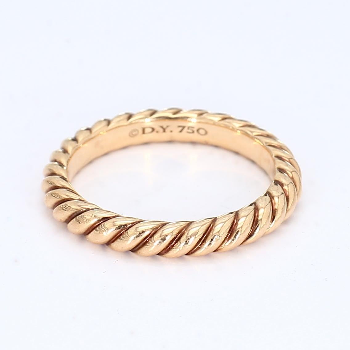 De las mujeres Anillo trenzado David Yurman de oro rosa de 18 quilates - Talla 6,75 en venta