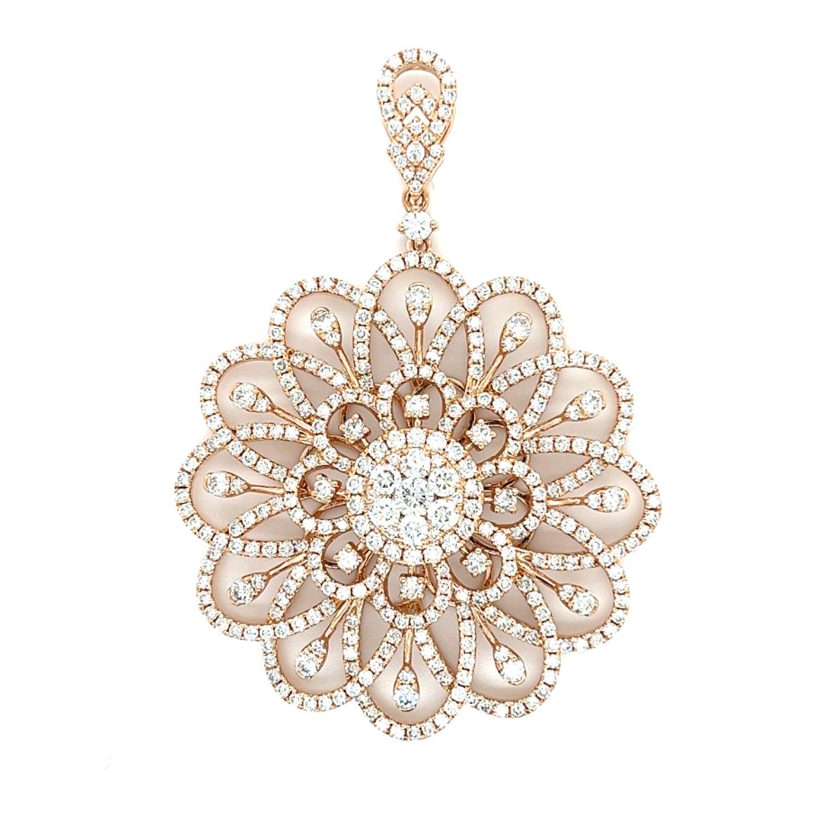 18K Rose Gold Brilliant Natural Diamond Pendant

18K Rose Gold - 15.950 GM
365 Diamonds - 5.252 CT

Captivating and classically elegant, this exquisite 18K rose gold pendant commands attention with its exceptional craftsmanship and dazzling diamond
