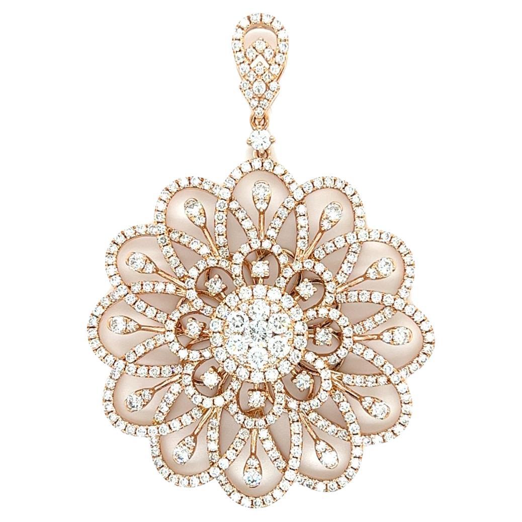 18K Rose Gold Brilliant Natural Diamond Pendant