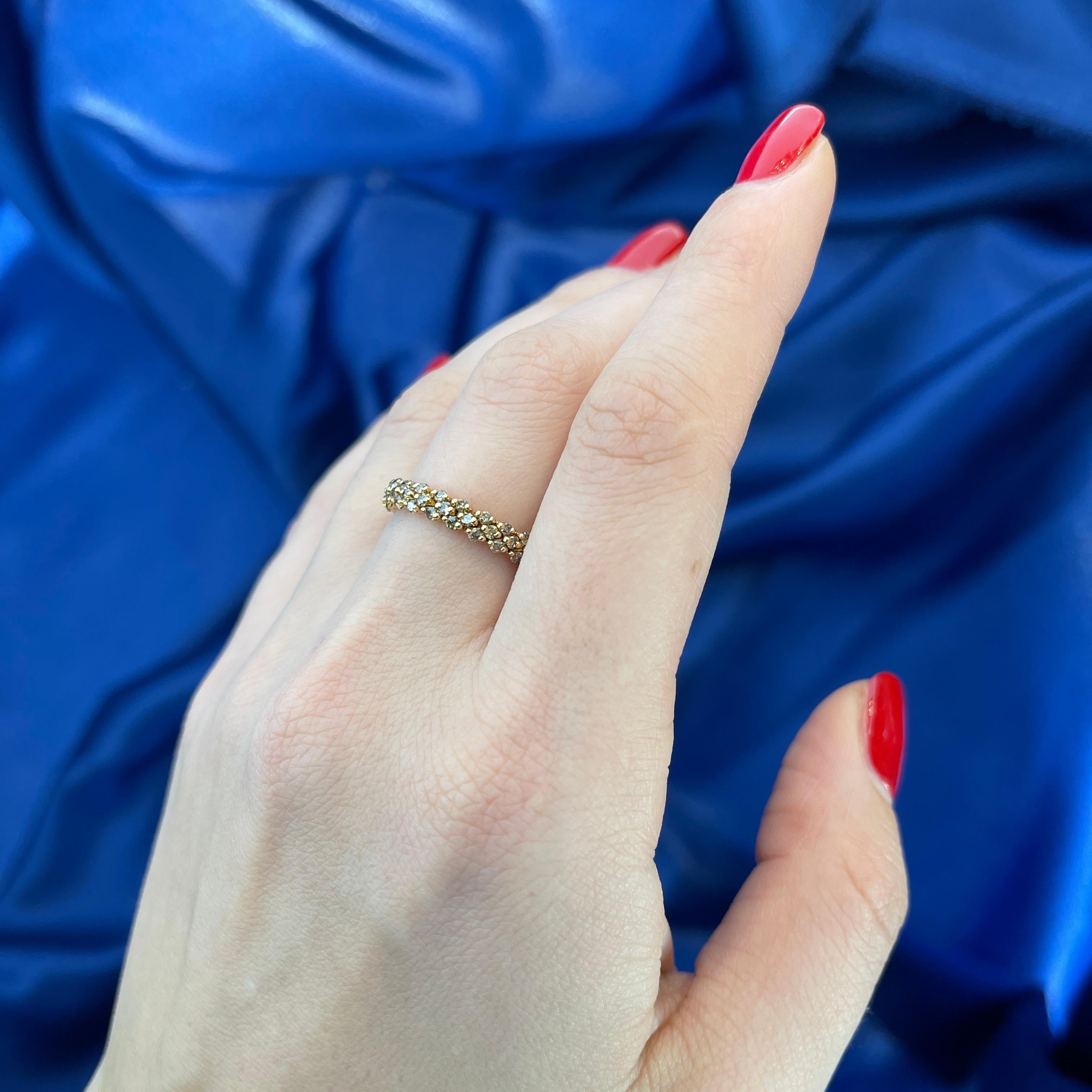 Women's or Men's 18K Rose Gold Brown Diamond Eternity Band Ring For Sale