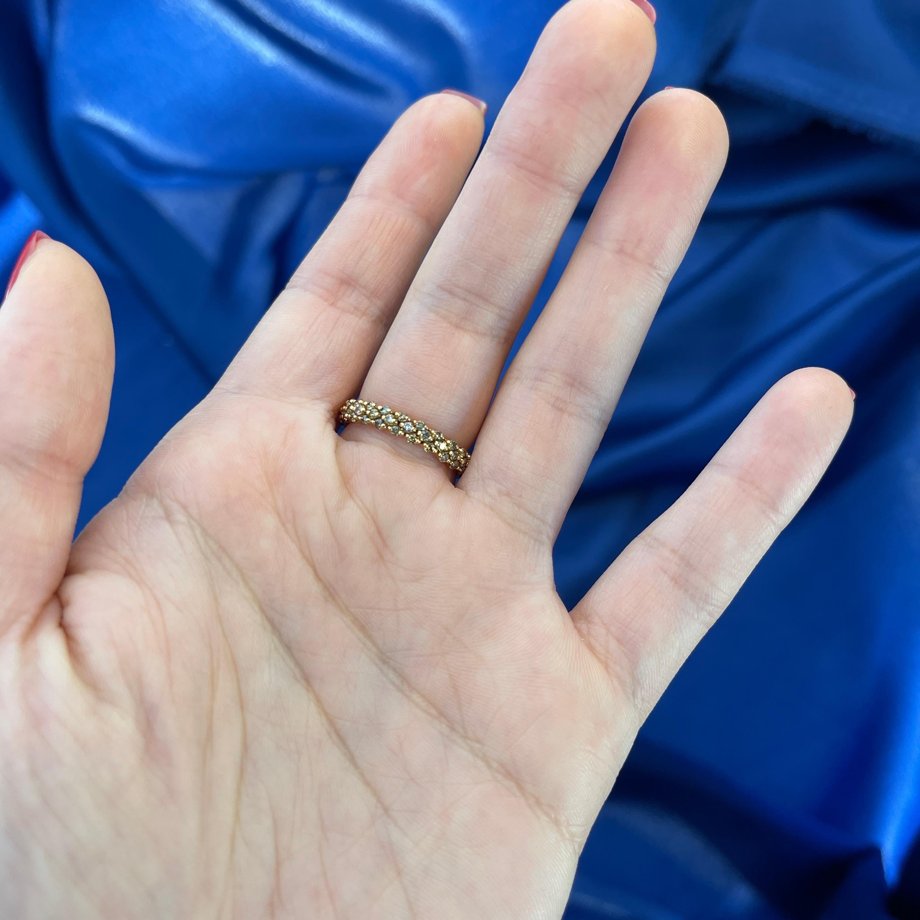18K Rose Gold Brown Diamond Eternity Band Ring For Sale 1
