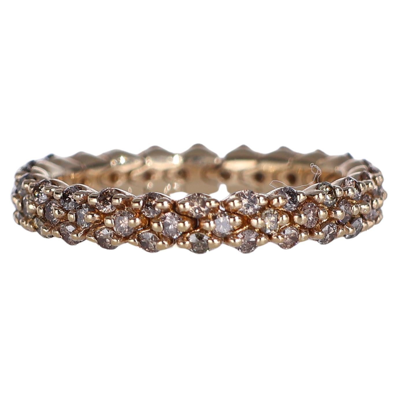 18K Rose Gold Brown Diamond Eternity Band Ring