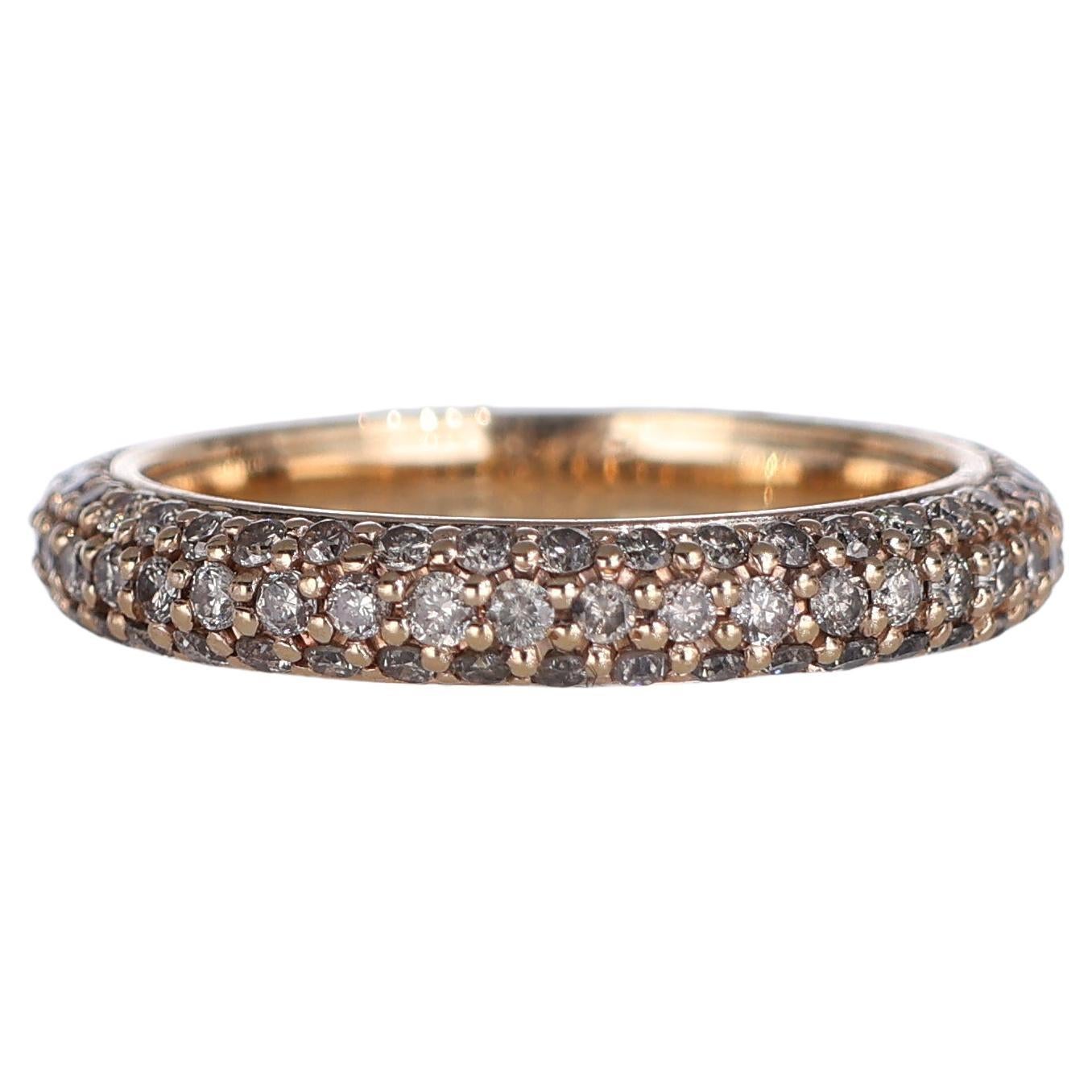18K Rose Gold Brown Diamond Pavé Band Ring