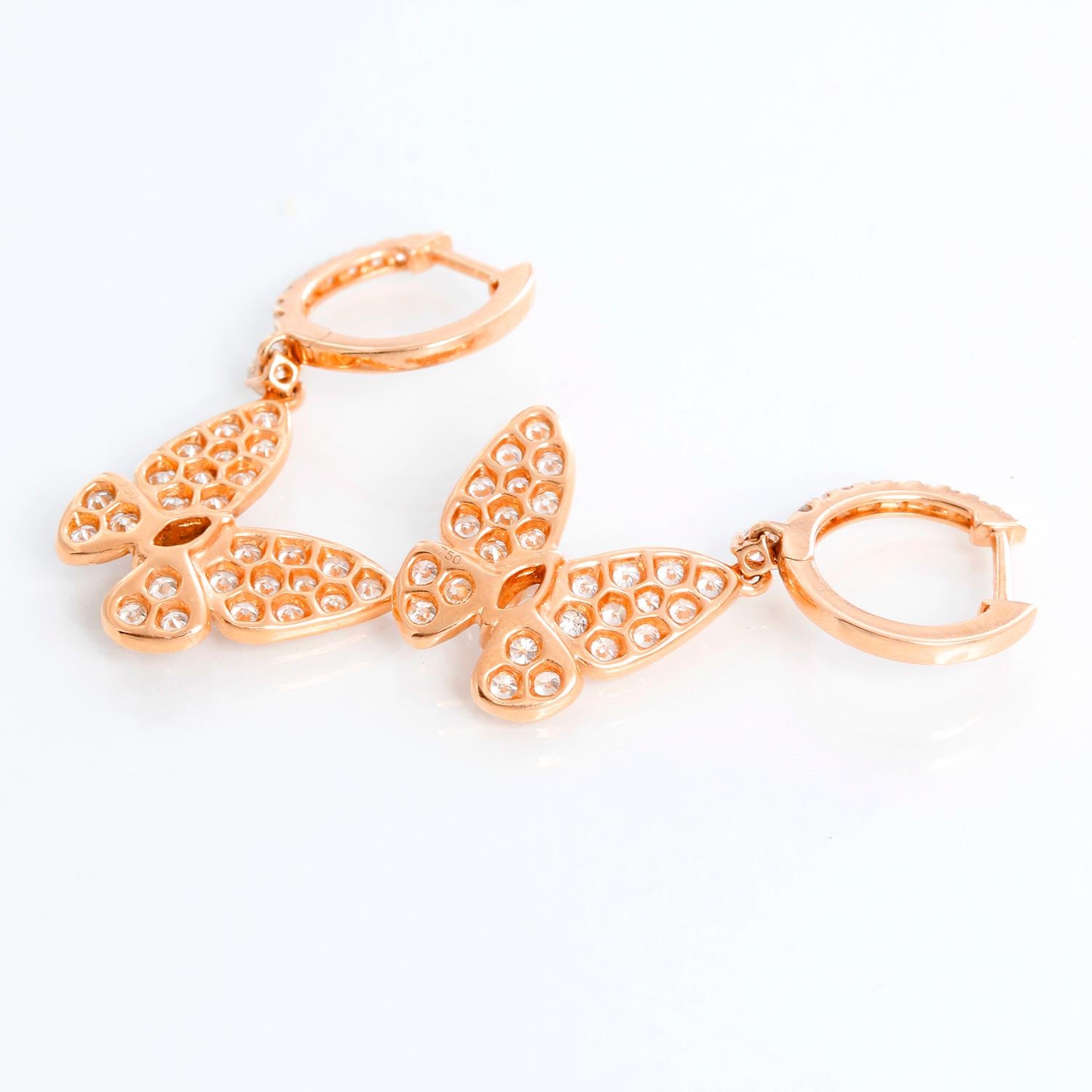 18K Rose Gold Butterfly Earrings In New Condition For Sale In Dallas, TX