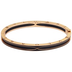 18k rose gold Bvlgari B.zero1 bracelet with matte black ceramic