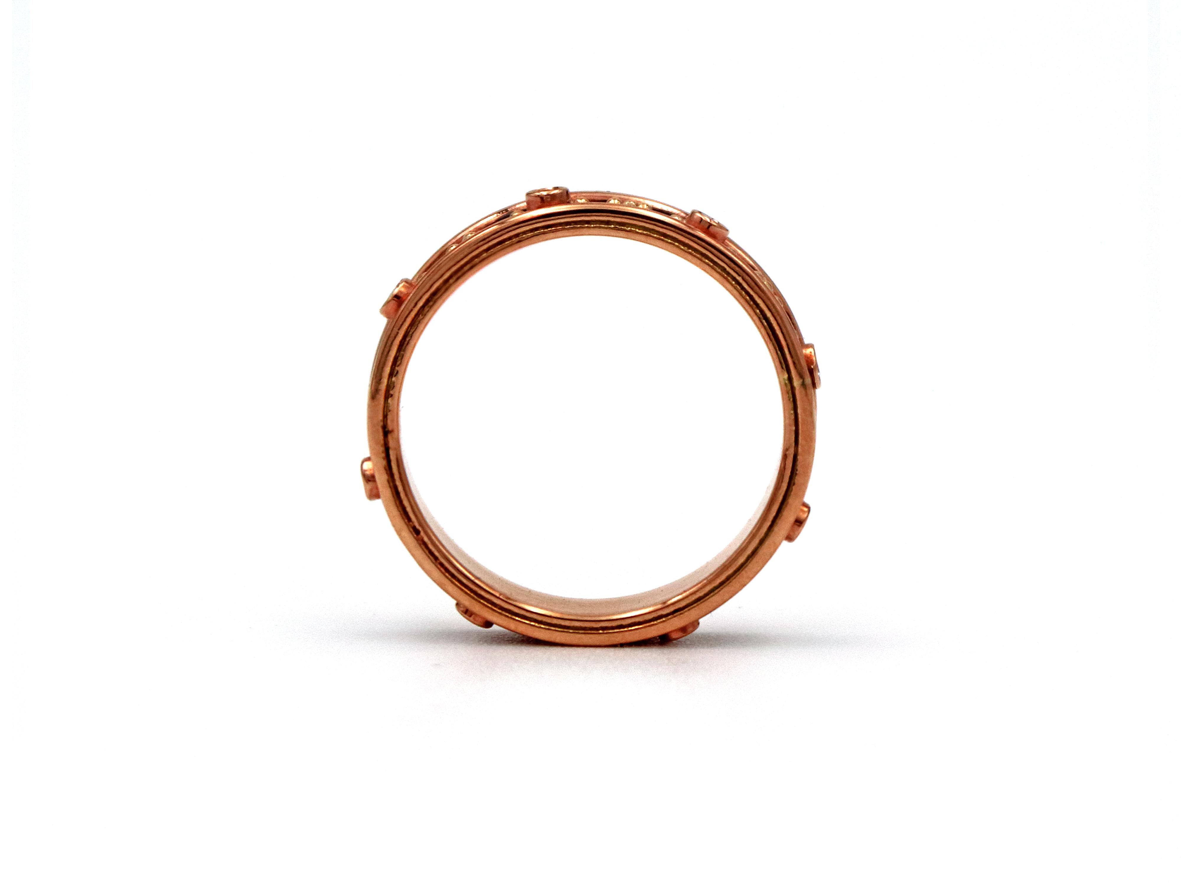 Brilliant Cut 18k Rose Gold Byzantine Band Ring with Diamonds For Sale