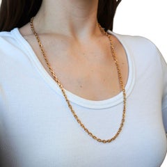18k Rose Gold Cable Link Chain Necklace, Circa 1990s