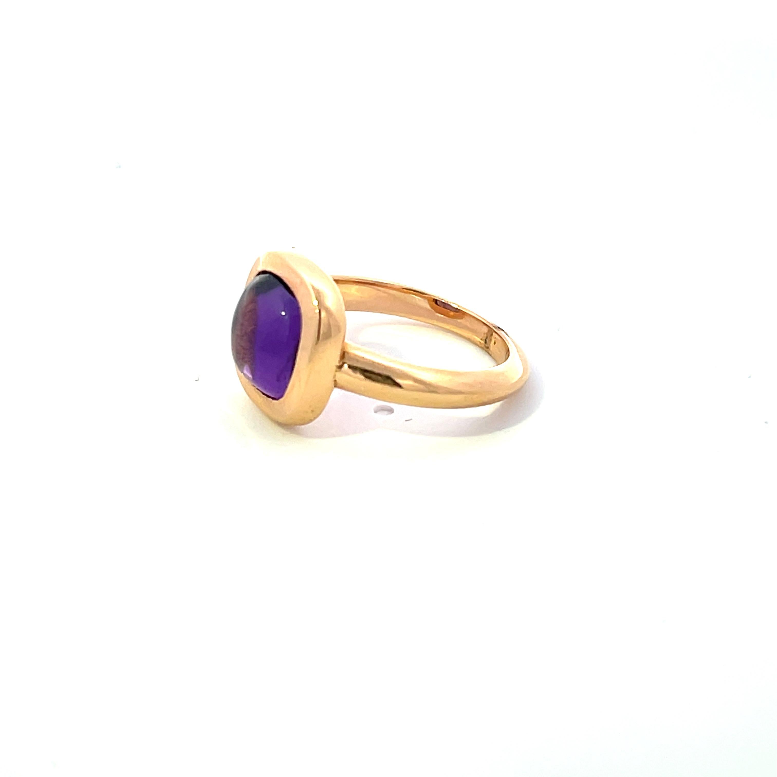 18K Rose Gold Cabochon Amethyst Ring In New Condition For Sale In Los Angeles, CA