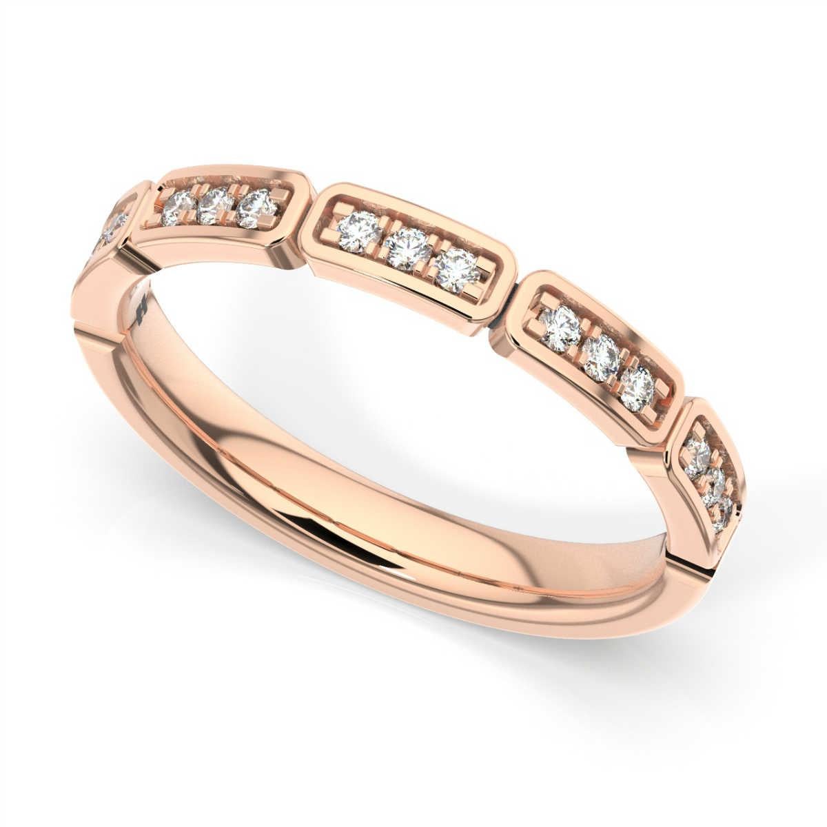 Round Cut 18 Karat Rose Gold Camila Diamond Ring '1/6 Carat' For Sale