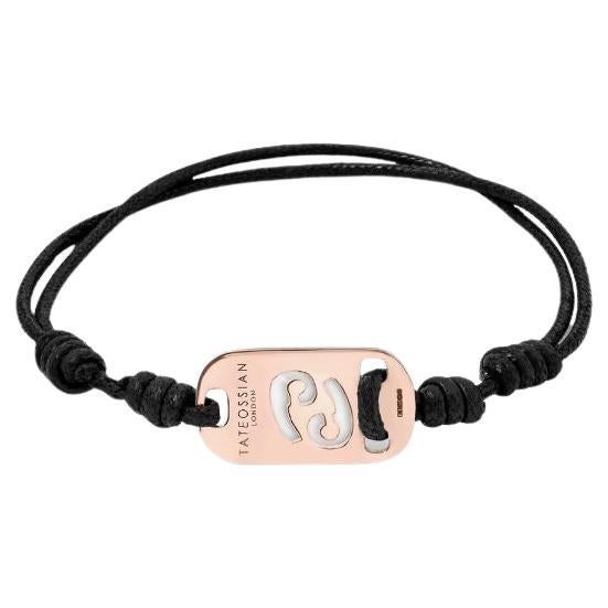 18K Rose Gold Cancer Bracelet with Black Cord For Sale