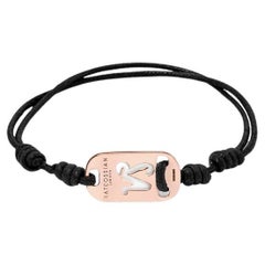 18K Rose Gold Capricorn Bracelet with Black Cord