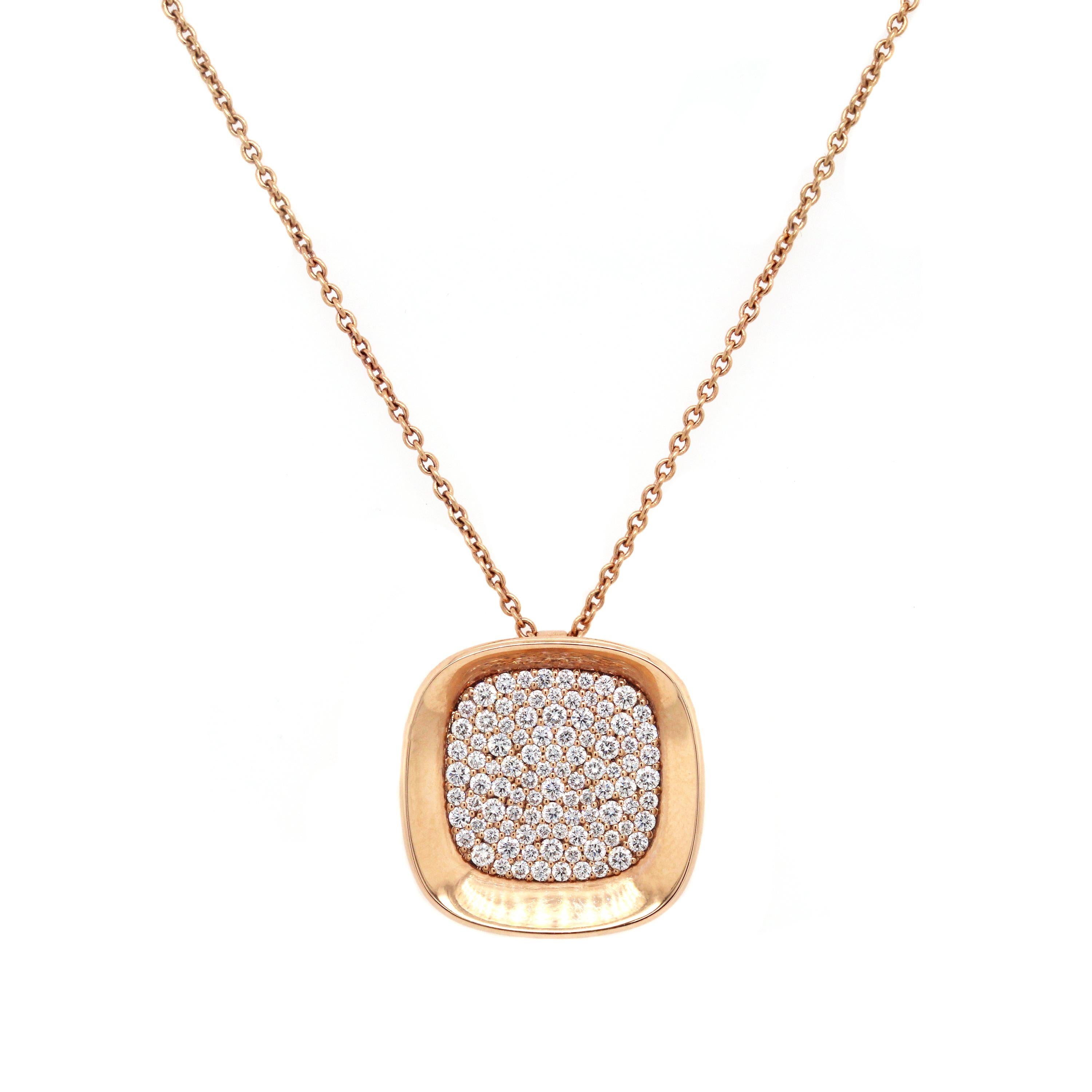 Women's or Men's 18 Karat Rose Gold Carnaby Street Diamond Pendant Necklace Roberto Coin