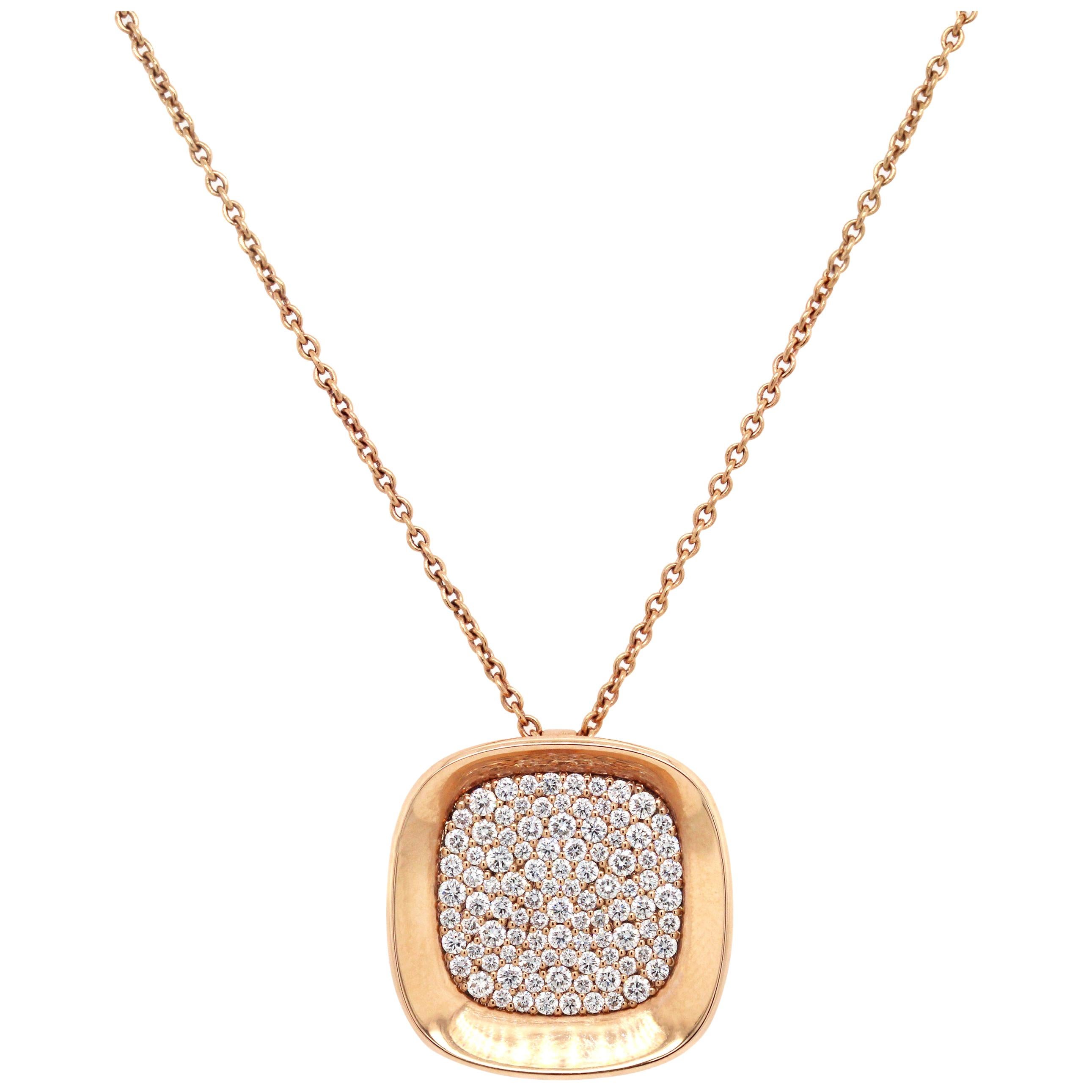 18 Karat Rose Gold Carnaby Street Diamond Pendant Necklace Roberto Coin