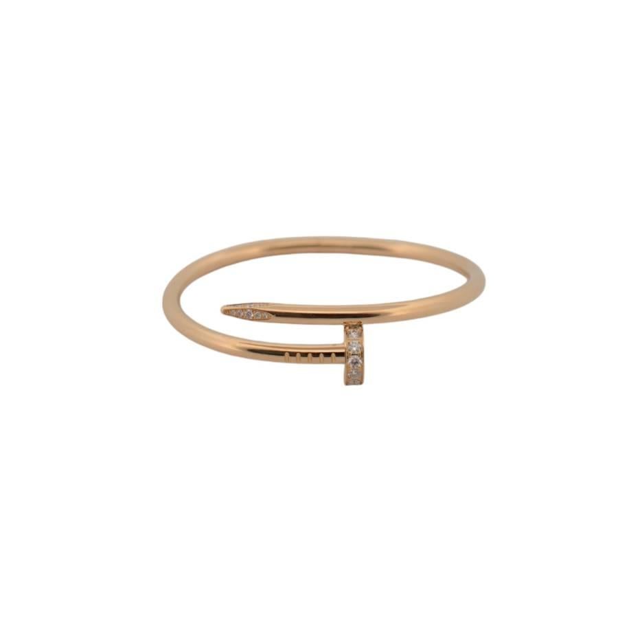 Rose Cut 18K Rose gold Cartier Juste On Clue bracelet with diamonds full set For Sale