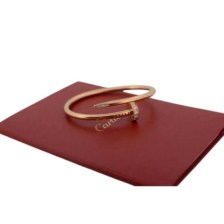 18K Rose gold Cartier Juste On Clue bracelet with diamonds full set For Sale 1
