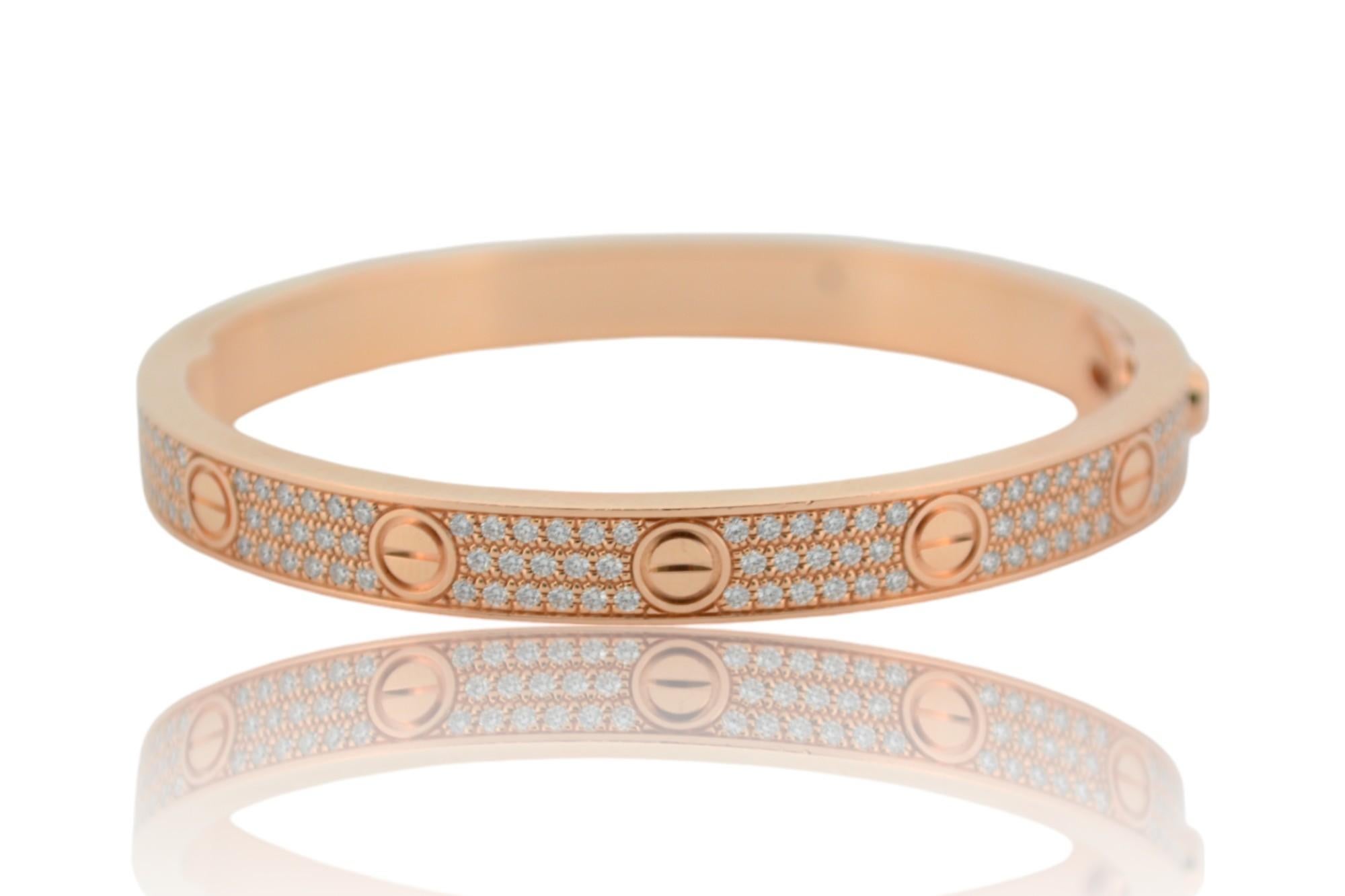 Cartier Bracelet Love en or rose 18 carats serti de diamants 5