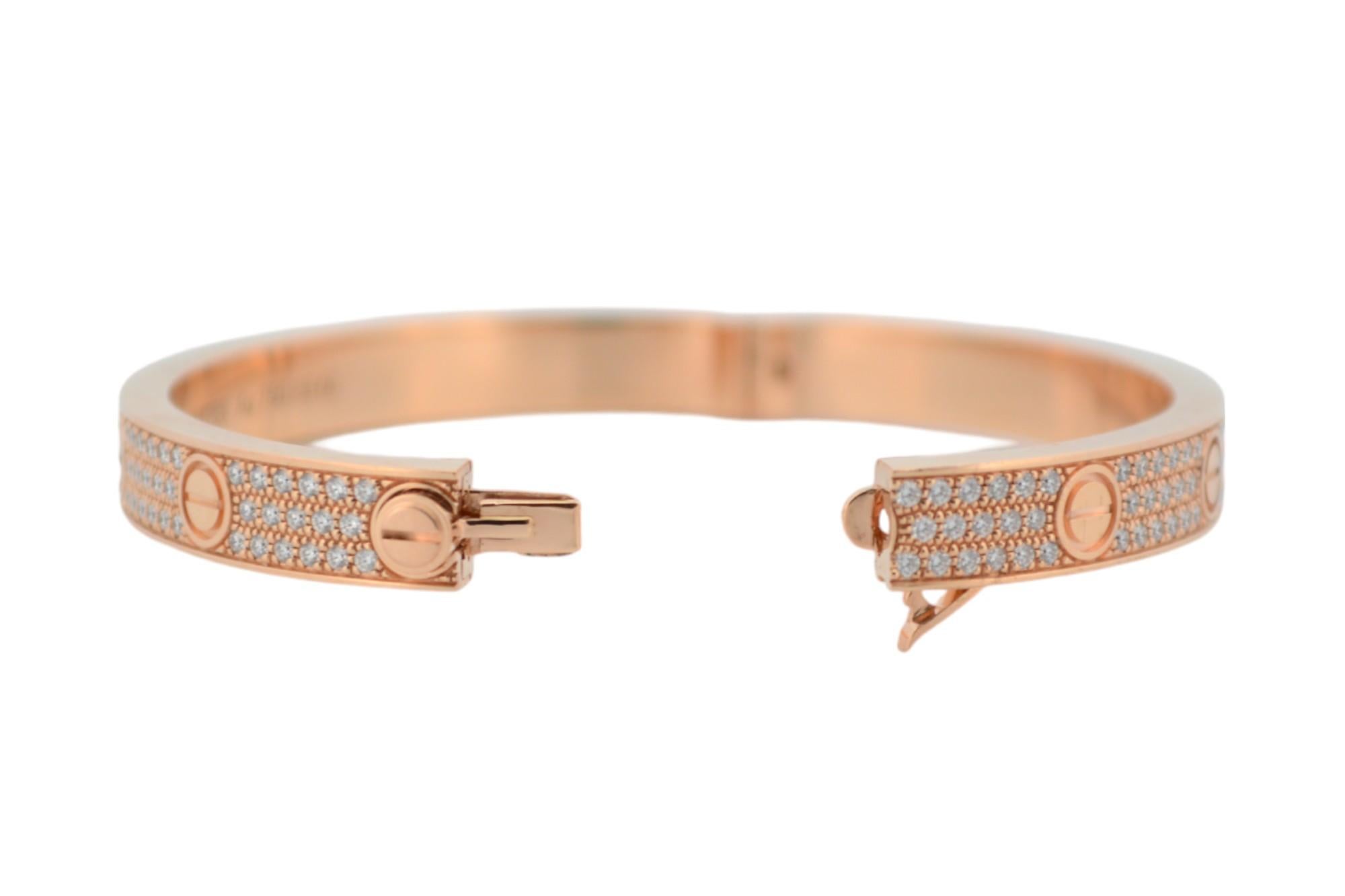 Cartier Bracelet Love en or rose 18 carats serti de diamants 7