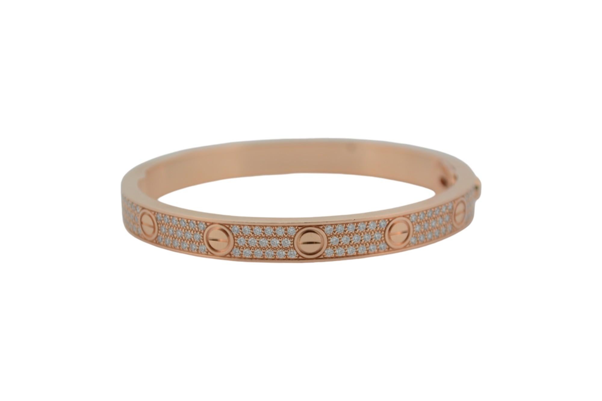 Cartier Bracelet Love en or rose 18 carats serti de diamants 3