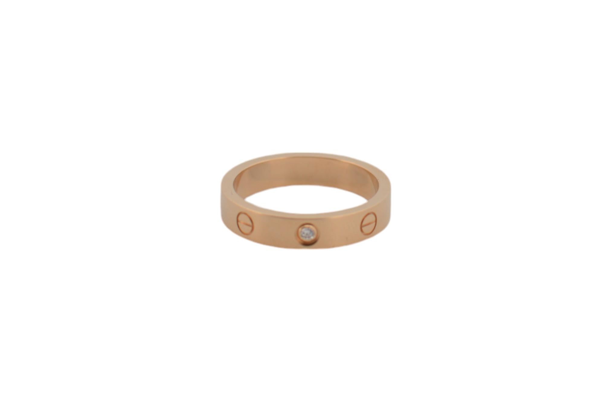 18K Rose gold Cartier Love ring with diamond full set In Excellent Condition In București, București