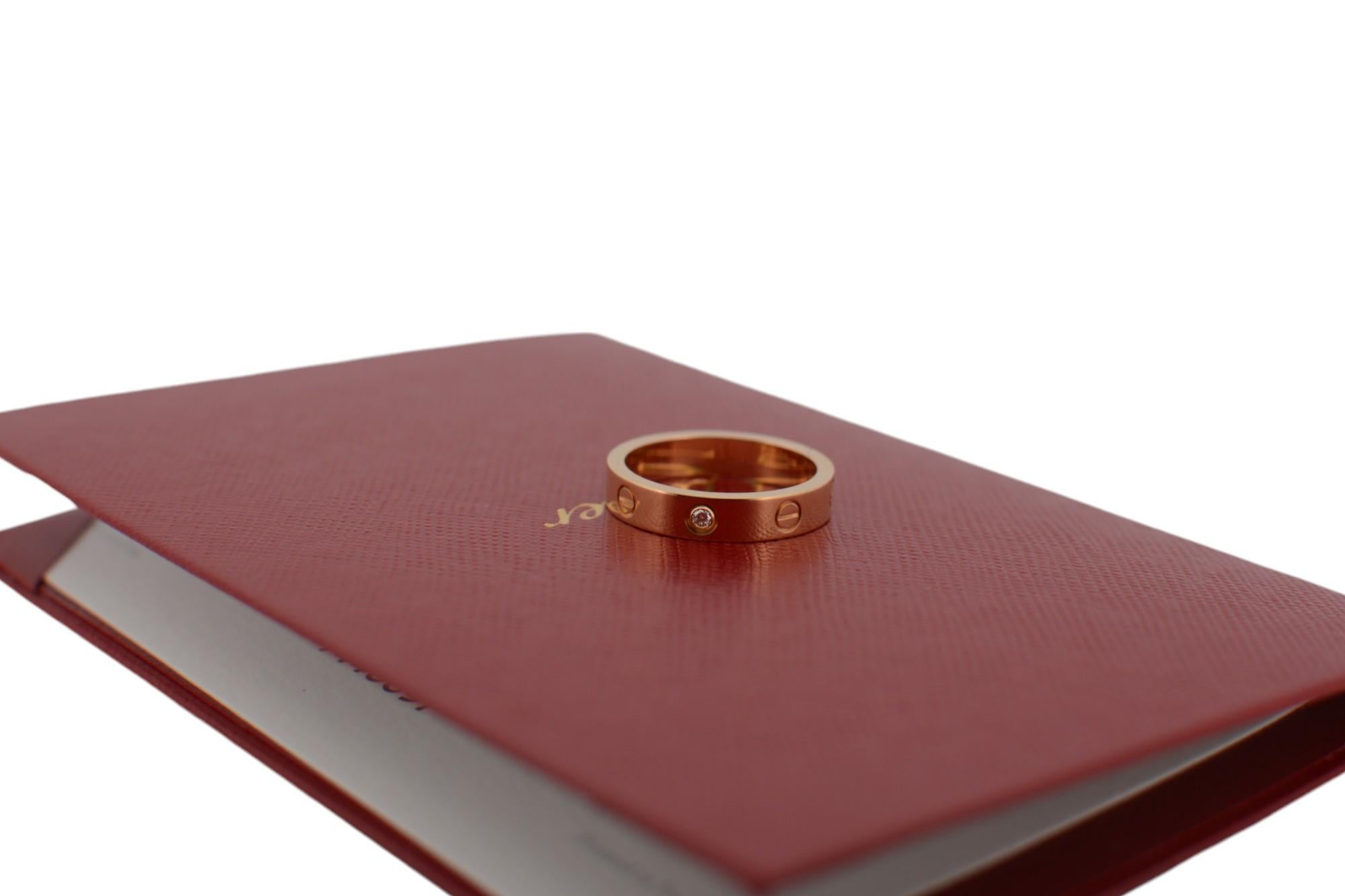 Women's or Men's 18K Rose gold Cartier Love ring with diamond full set