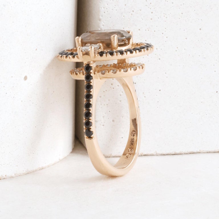 18k Rose Gold Certified 4.25ct Brown Zircon and Canadian Diamond Double ...