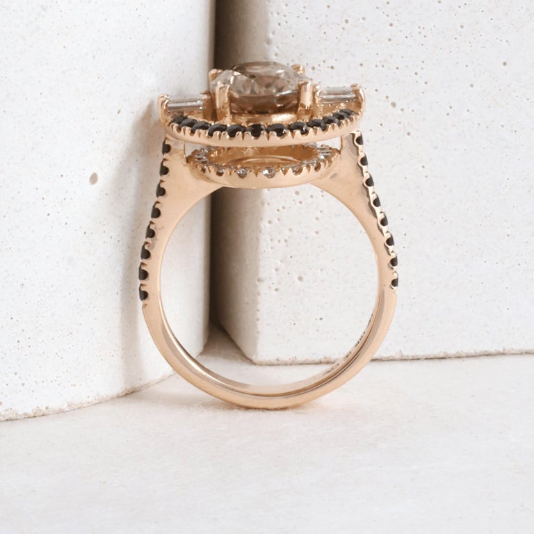18k Rose Gold Certified 4.25ct Brown Zircon and Canadian Diamond Double ...