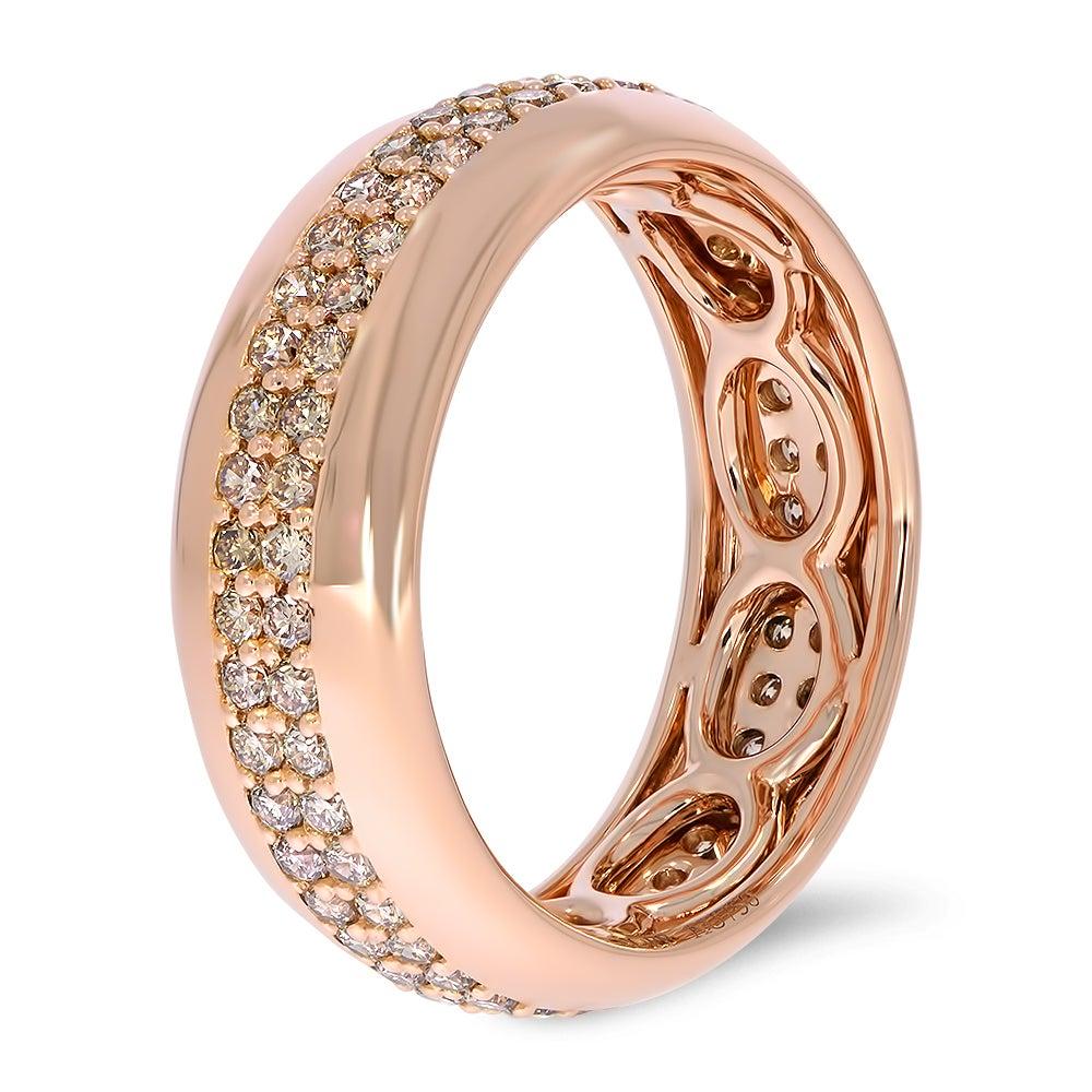 For Sale:  18k Rose Gold & Champagne Diamonds Stackable Ring 3