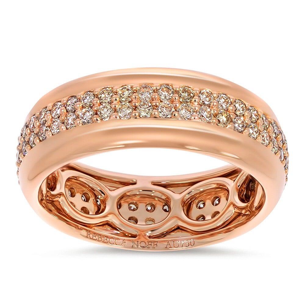 For Sale:  18k Rose Gold & Champagne Diamonds Stackable Ring 4