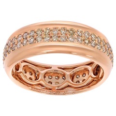 Used 18k Rose Gold & Champagne Diamonds Stackable Ring