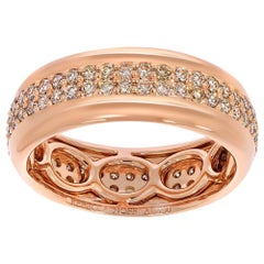 Anillo Apilable Oro Rosa 18k y Diamantes Champagne