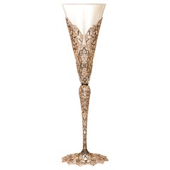 18 Karat Rose Gold Champagne Glass with 18.28 Carat White Diamond