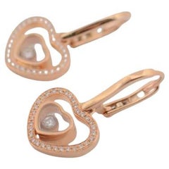 18K Rose gold Chopard Happy Hearts earrings with diamonds