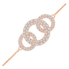 Bracelet circulaire en or rose 18 carats avec diamants de 3/4 carats Tw'