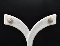 18k Gold Circle Dome Stud Diamond Cluster Round Stud Earrings Minimal Stud